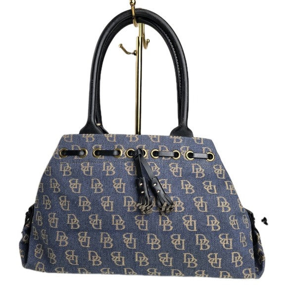 Dooney & Bourke Handbags - Dooney‎ & Bourke Blue Denim Tassel Tote Signature DB Shoulder Hand Bag Y2K Purse